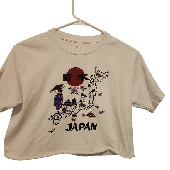 J. Galt Tops - J. Galt White Cotton Short Sleeve Brandy Japan Graphic Tee Crop Top One Size